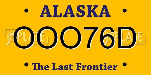 OOO76D Alaska License Plate