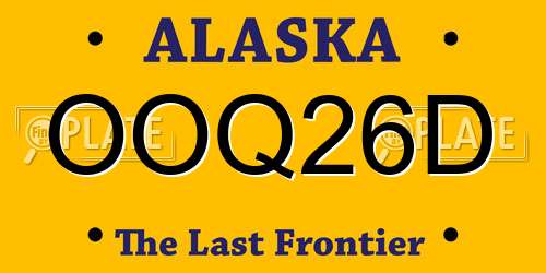 OOQ26D Alaska License Plate