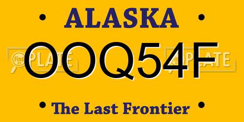 OOQ54F Alaska License Plate