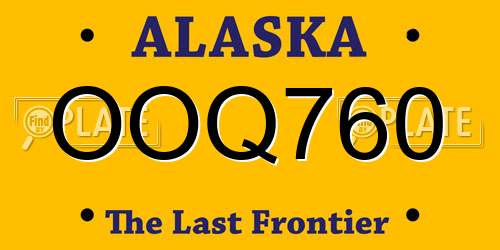 OOQ760 Alaska License Plate