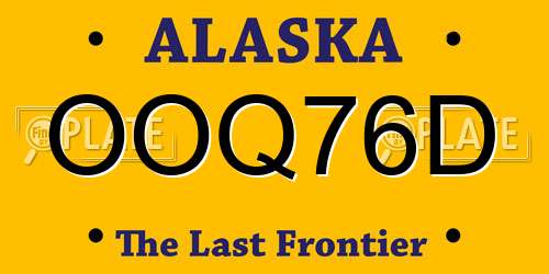 OOQ76D Alaska License Plate