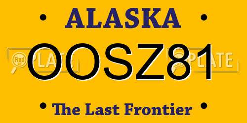 OOSZ81 Alaska License Plate