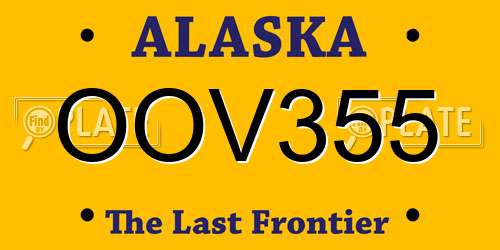 OOV355 Alaska License Plate