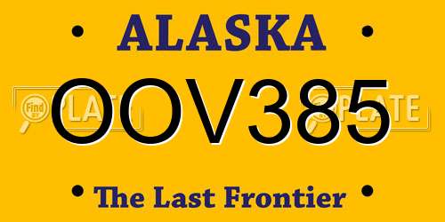 OOV385 Alaska License Plate