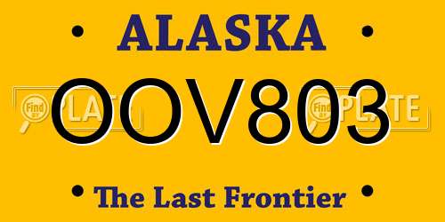 OOV803 Alaska License Plate