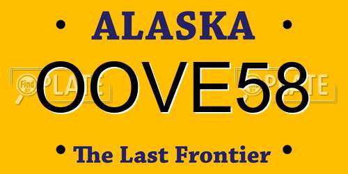 OOVE58 Alaska License Plate