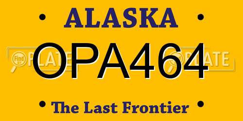 OPA464 Alaska License Plate