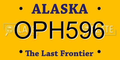 OPH596 Alaska License Plate