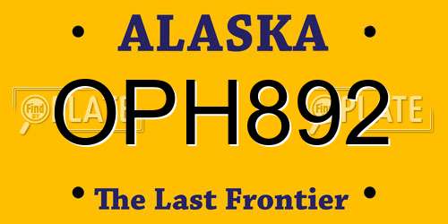 OPH892 Alaska License Plate