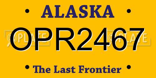 OPR2467 Alaska License Plate