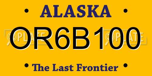 OR6B100 Alaska License Plate