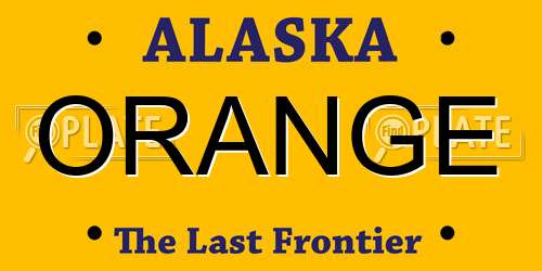 ORANGE Alaska License Plate