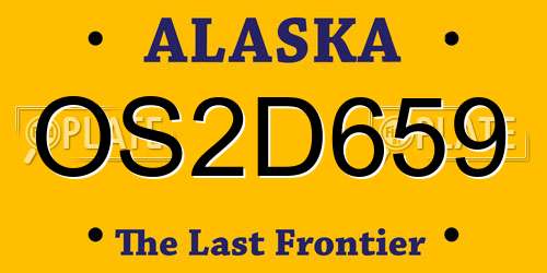 OS2D659 Alaska License Plate