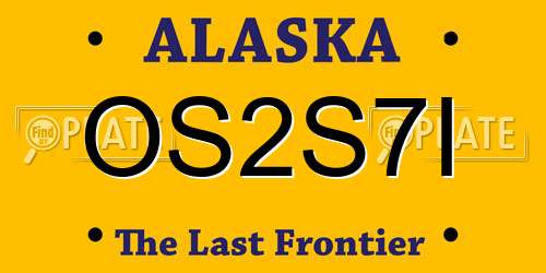 OS2S7I Alaska License Plate