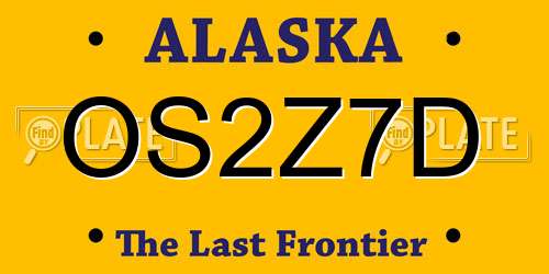 OS2Z7D Alaska License Plate