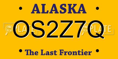 OS2Z7Q Alaska License Plate