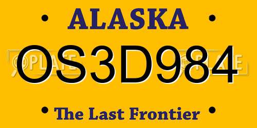 OS3D984 Alaska License Plate