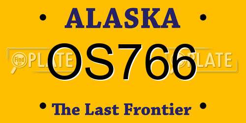 OS766 Alaska License Plate