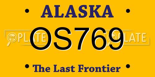 OS769 Alaska License Plate
