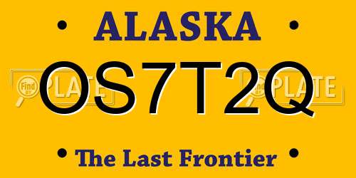 OS7T2Q Alaska License Plate