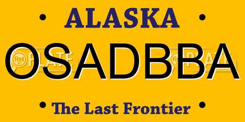 OSADBBA Alaska License Plate