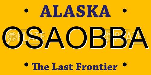 OSAOBBA Alaska License Plate