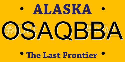 OSAQBBA Alaska License Plate