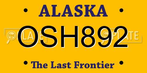 OSH892 Alaska License Plate