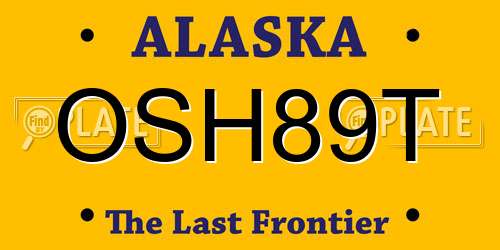 OSH89T Alaska License Plate
