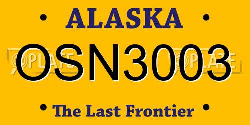 OSN3003 Alaska License Plate