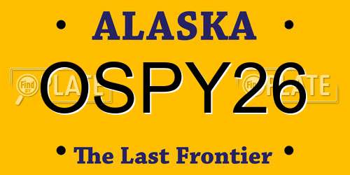 OSPY26 Alaska License Plate
