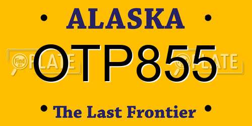 OTP855 Alaska License Plate