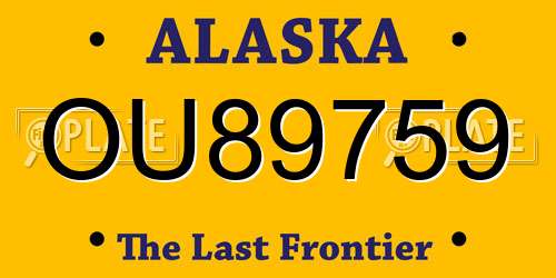 OU89759 Alaska License Plate