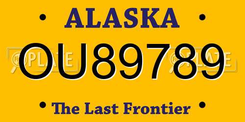 OU89789 Alaska License Plate