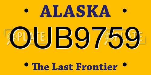 OUB9759 Alaska License Plate