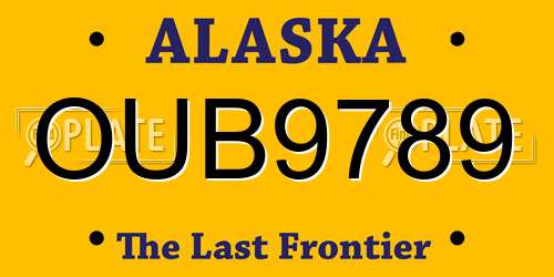 OUB9789 Alaska License Plate