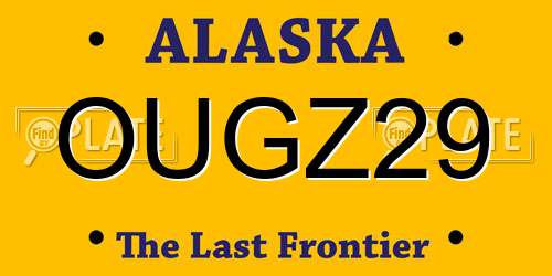 OUGZ29 Alaska License Plate