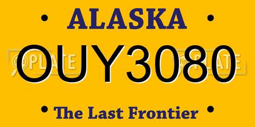 OUY3080 Alaska License Plate