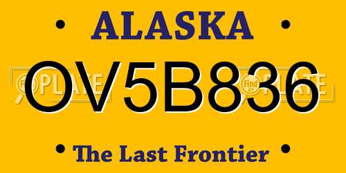 OV5B836 Alaska License Plate