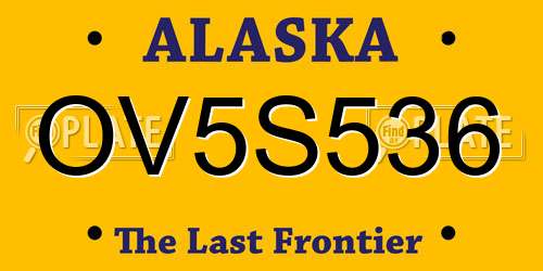 OV5S536 Alaska License Plate