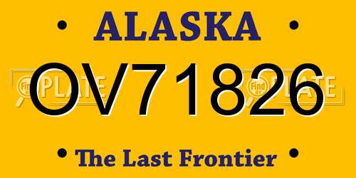 OV71826 Alaska License Plate