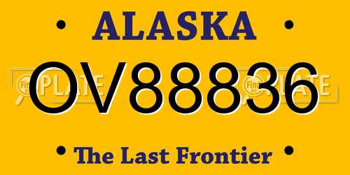 OV88836 Alaska License Plate