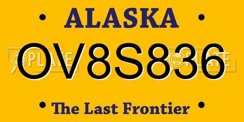 OV8S836 Alaska License Plate