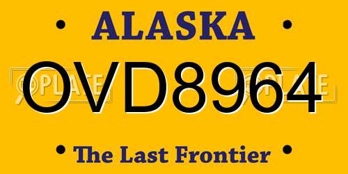 OVD8964 Alaska License Plate