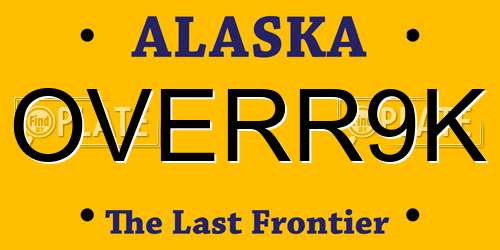 OVERR9K Alaska License Plate