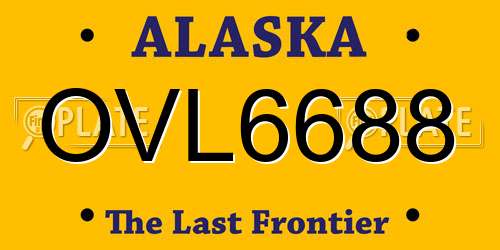 OVL6688 Alaska License Plate