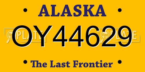 OY44629 Alaska License Plate