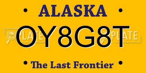 OY8G8T Alaska License Plate