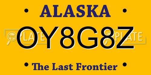 OY8G8Z Alaska License Plate