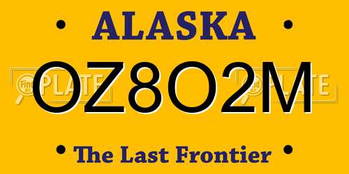 OZ8O2M Alaska License Plate